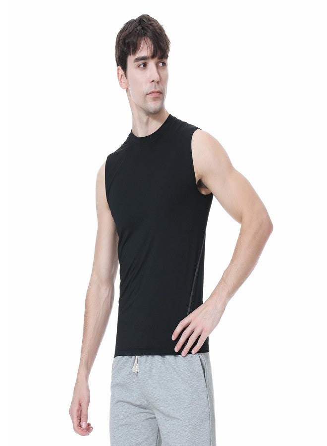 TopTie Men's Sleeveless Compression Shirt, Sports Base Layer Tank Top, Athletic Workout Shirt-White-XL - Image 4